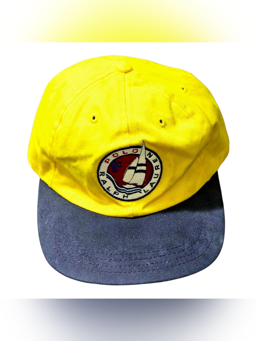 Ralph Lauren Yellow and Navy Sailboat Patch Baseball Cap